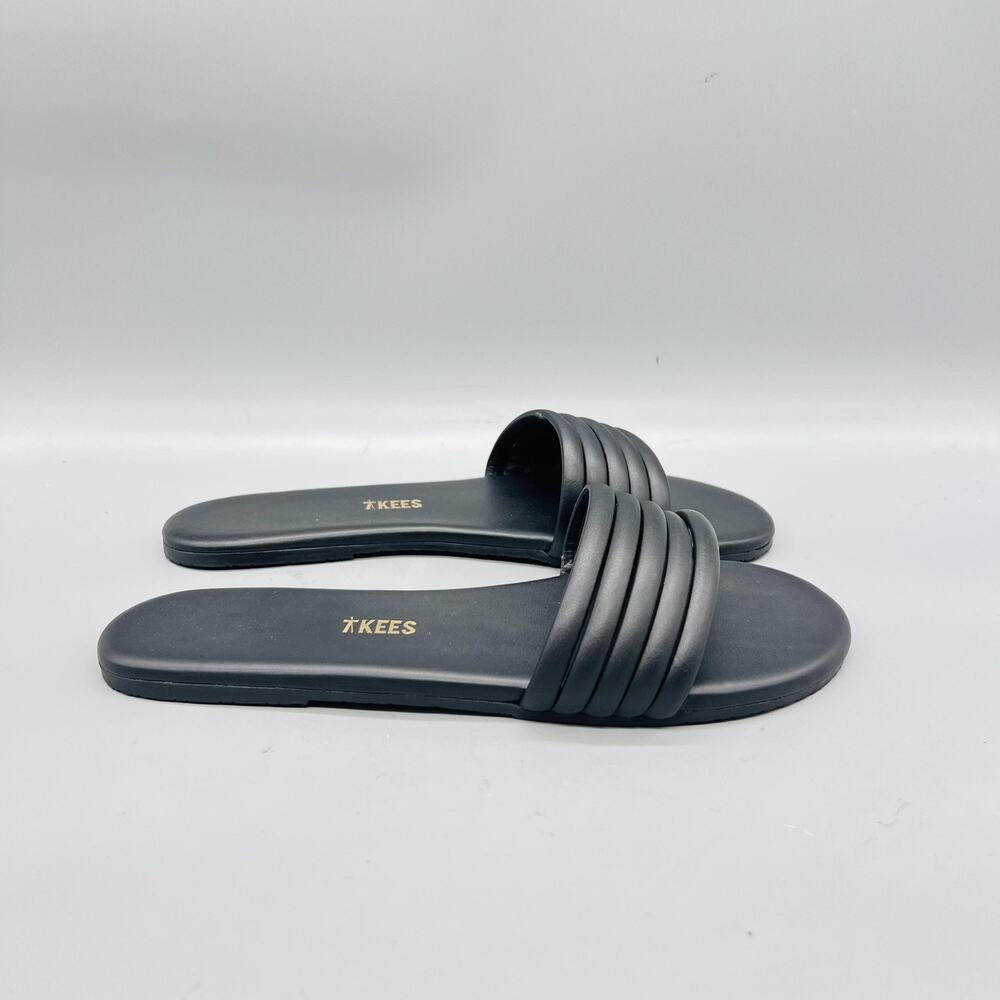 TKEES Sandals Womens 8 Black Slide Pool Beach Comfort Slip On Flat Shoes